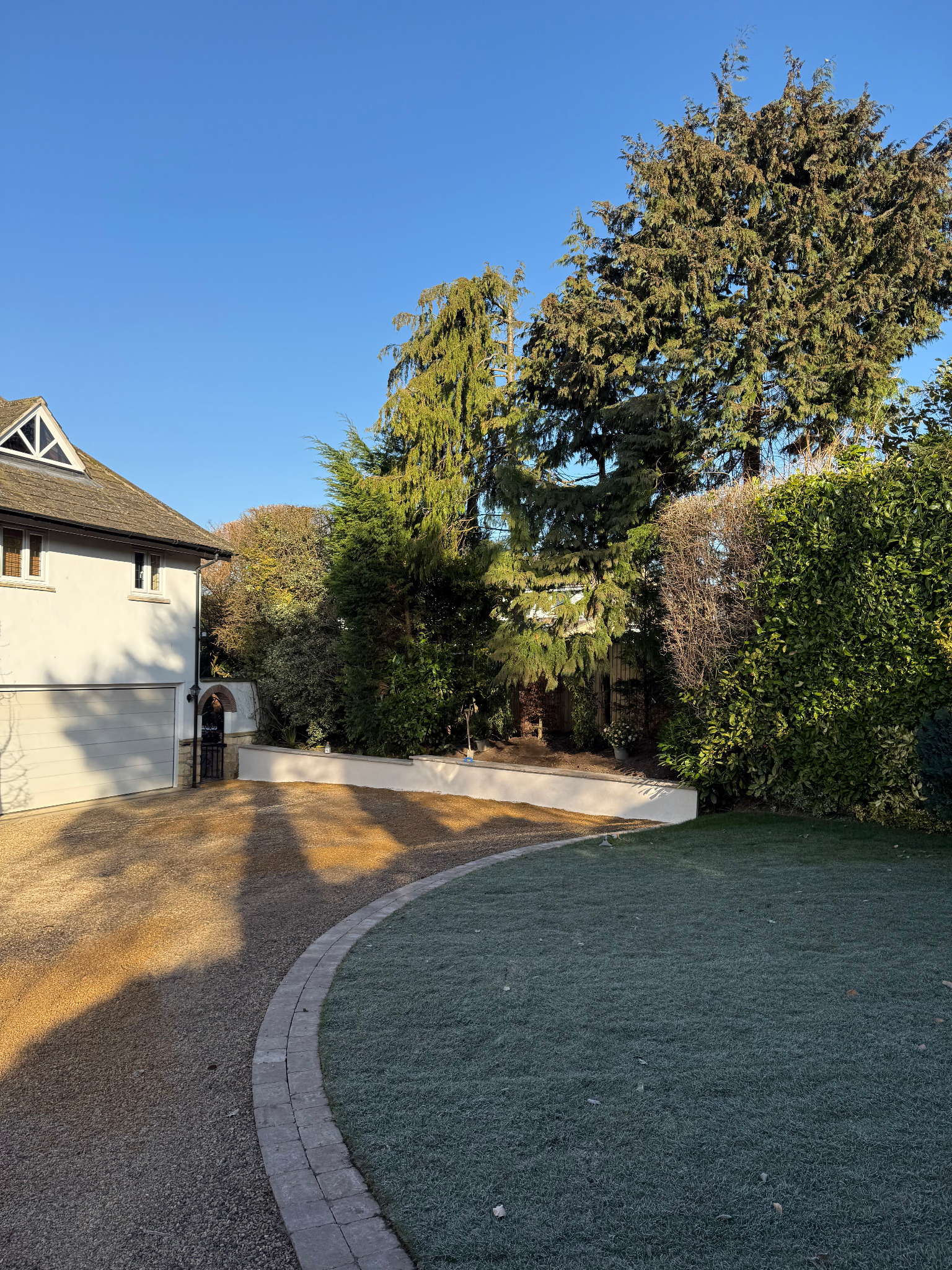 Aerial view of a complete garden landscaping project